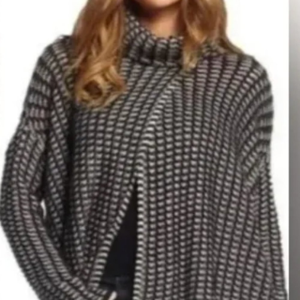 elan Split Front and Back Turtleneck Sweater SzOS